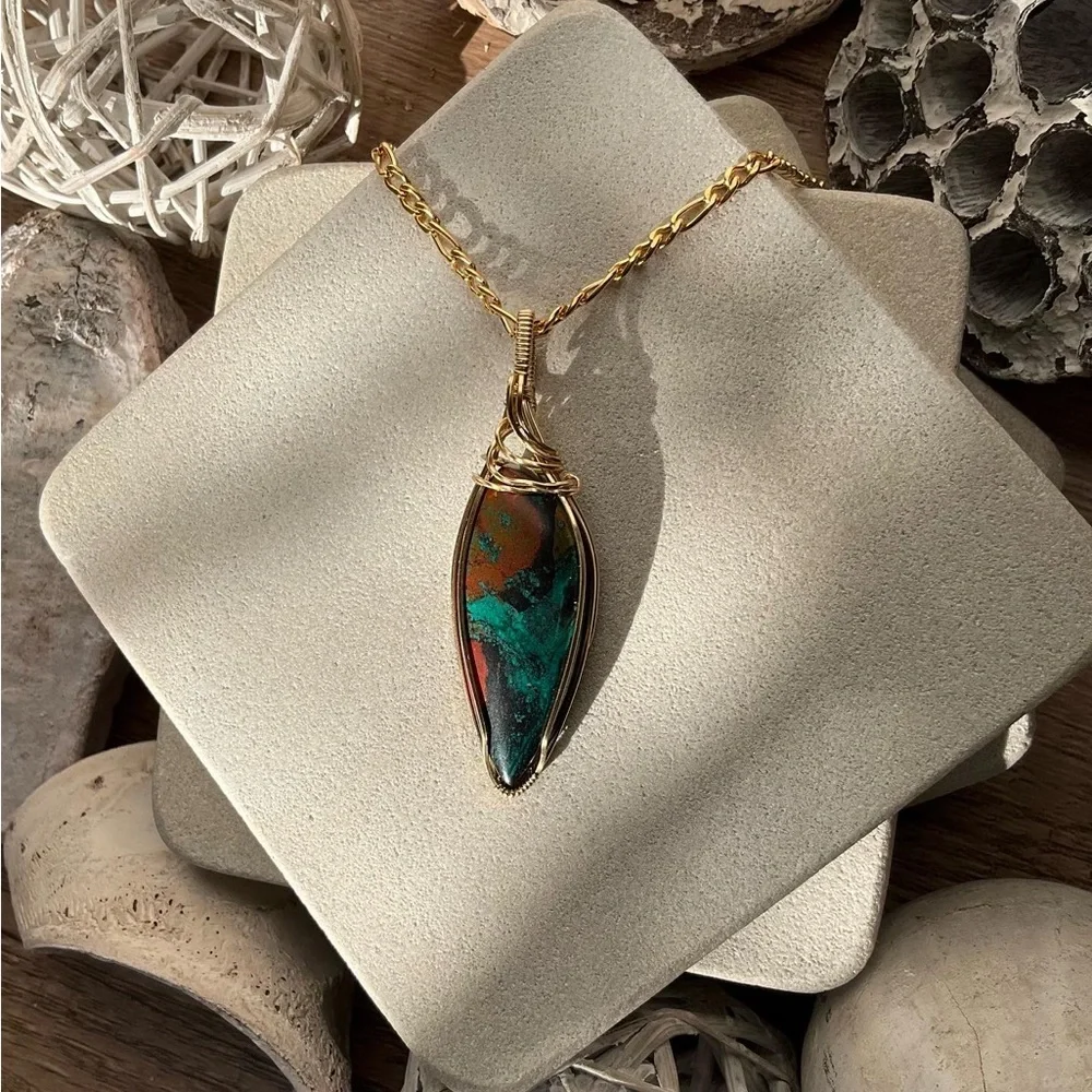 14k Gold Filled Sonora Sunrise Healing Stone Unisex Necklace Pendant